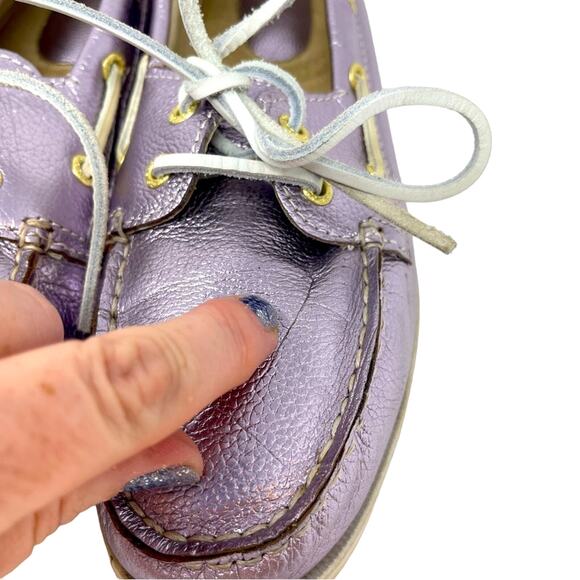 Sebago Seashell Two Eyed Light Pink Metallic Deck Shoe - Picture 7 of 15